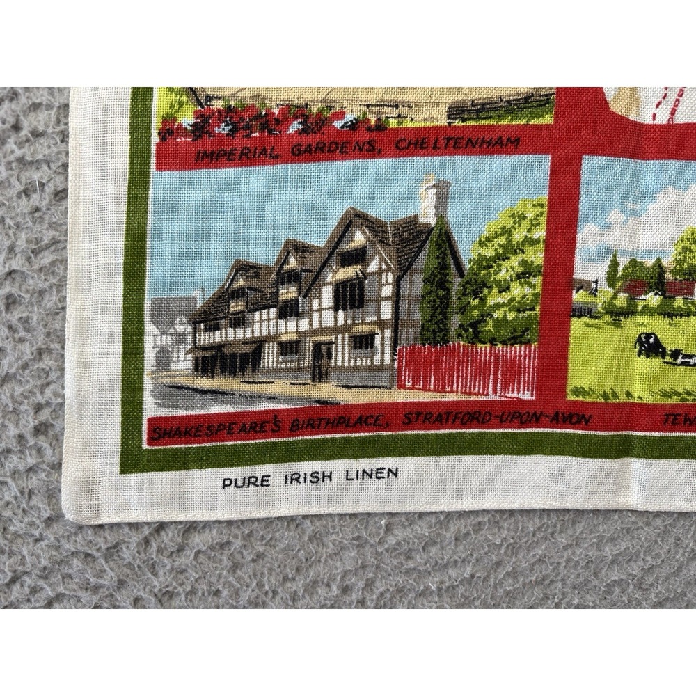 Vintage Ulster Cotswolds Country Kitchen Tea Towel Souvenir Map Crisp Linen MCM - Picture 3 of 6